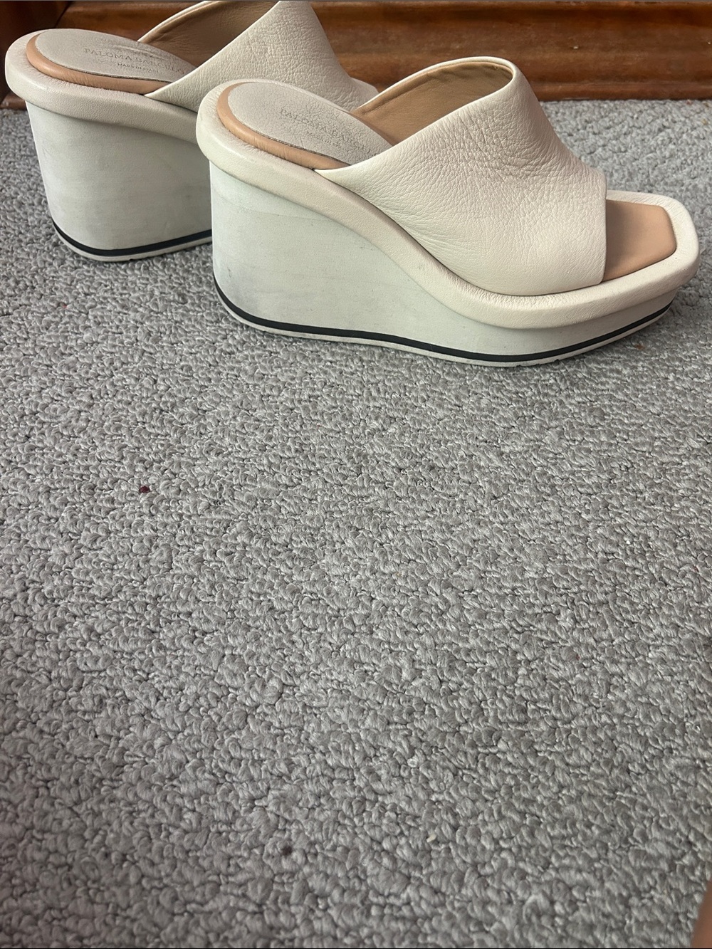 Paloma Barcelo Cream Platform Wedge Slide - Picture 10 of 14
